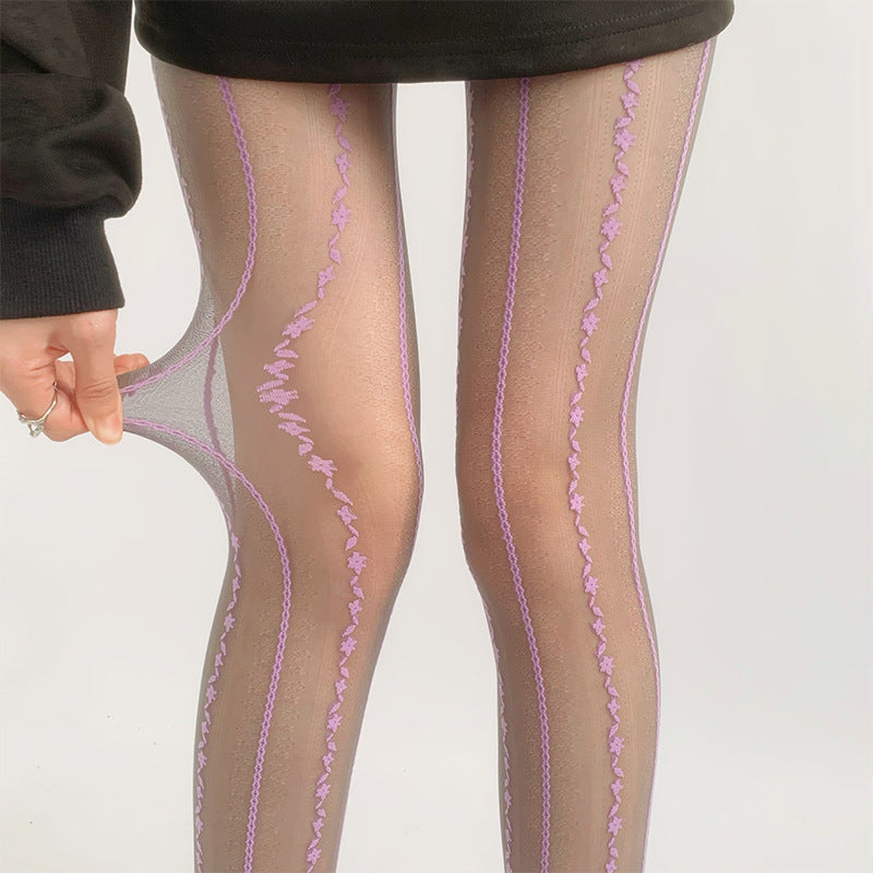 10 Denier Wheat Head Lace Patterned Breathable Chic Pantyhose