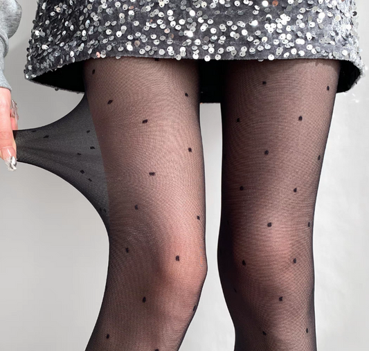 Polka Dots Patternned Ultra-sheer to Wasit Rip Proof Pantyhose