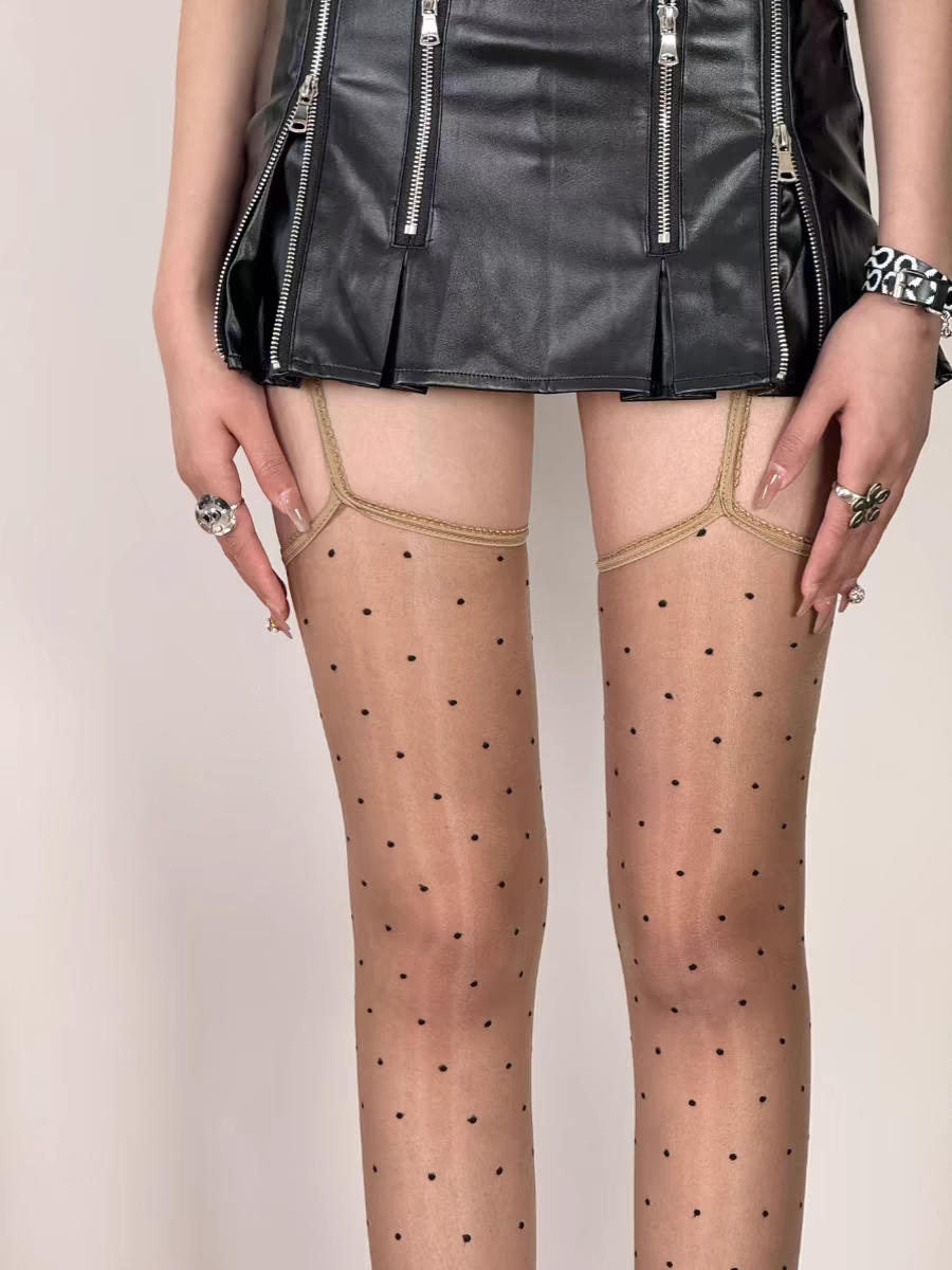 15 Denier Polka Dot Shimmery Thigh-high Luxe Stockings